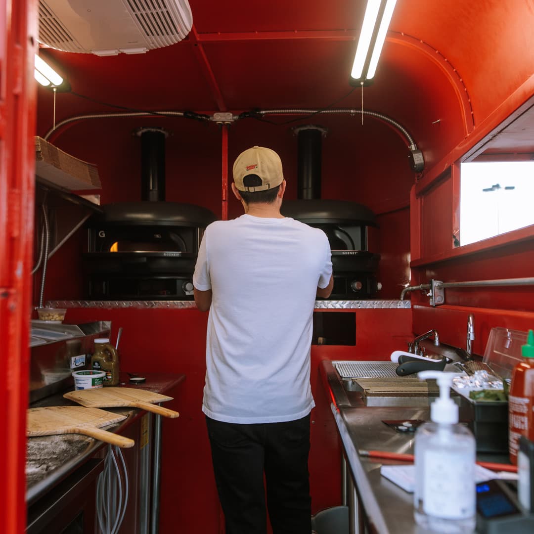 Inside the DoughNation pizza trailer